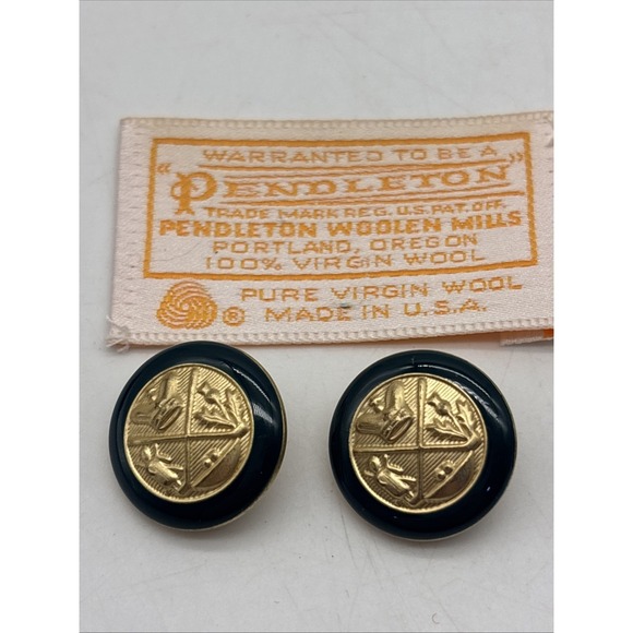 Vintage Pendleton Dark Green Gold Brass Buttons From Ladies Blazer Jacket X8 - Picture 2 of 10